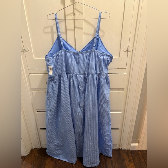 NWT Old Navy XXL Light Blue/White Striped Cotton Midi Dress - Picture 2 of 10